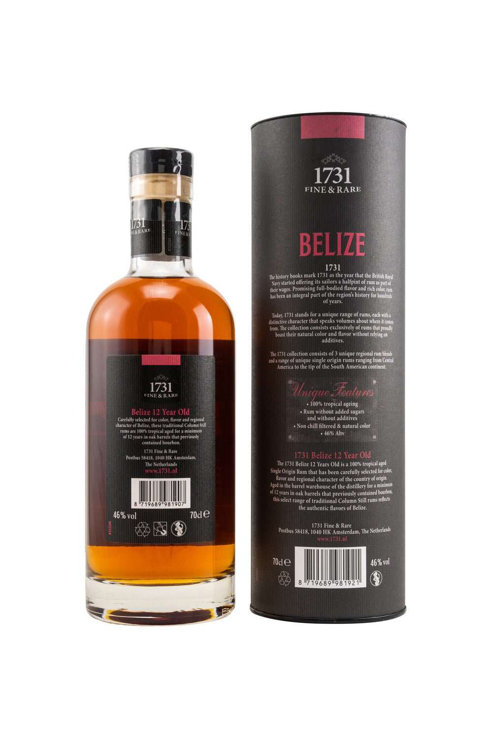 1731 Fine & Rare Belize (Travellers Liquors) 12 years old Rum 46% vol. 700ml - Maltimore