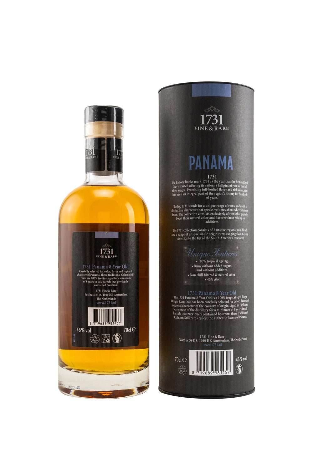 1731 Fine & Rare Panama (Varela Hermanos) 8 years old Rum 46% vol. 700ml - Maltimore