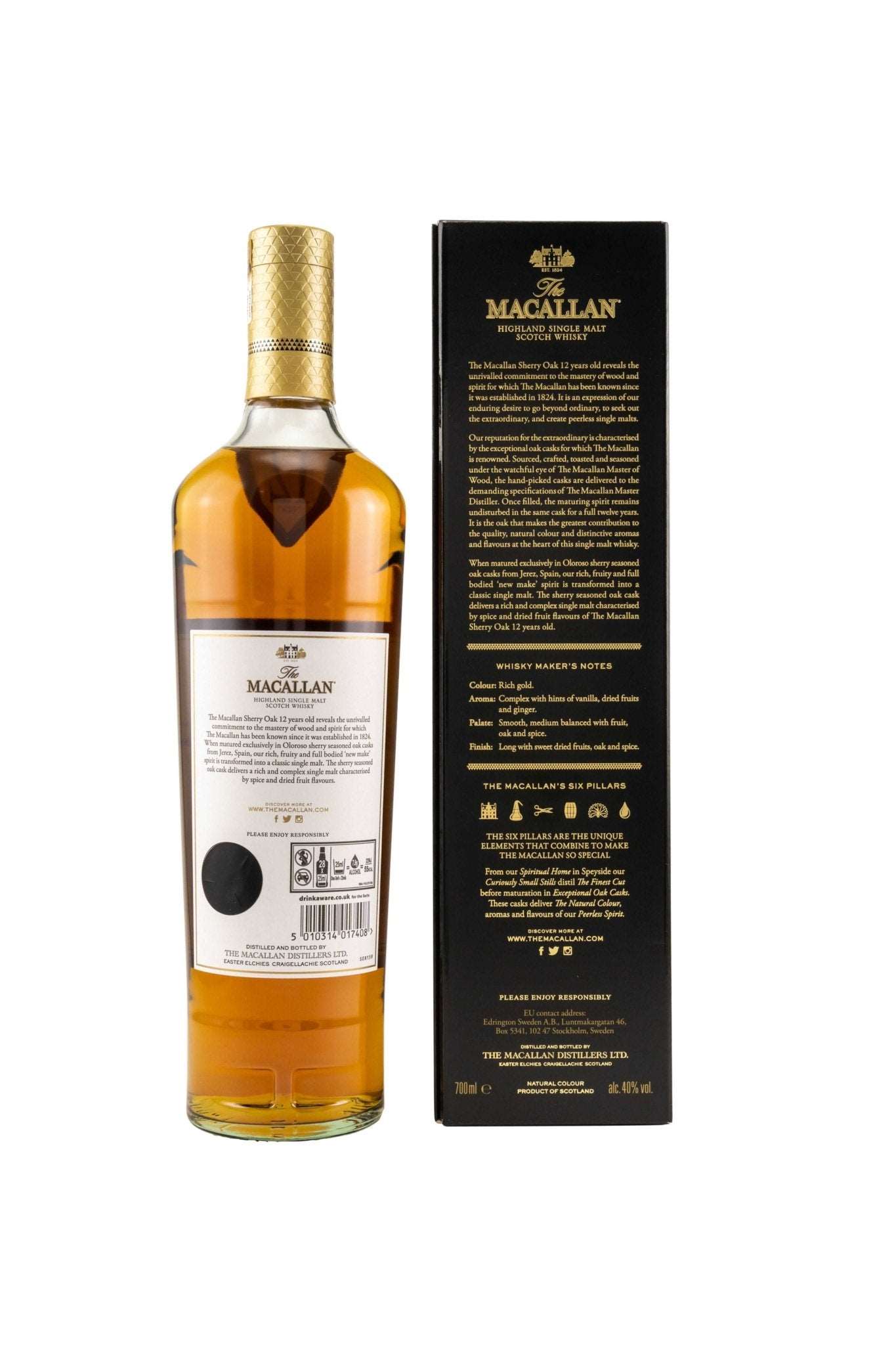 Macallan 12 Jahre Sherry Cask Single Malt Scotch Whisky 40% vol. 700ml - Maltimore