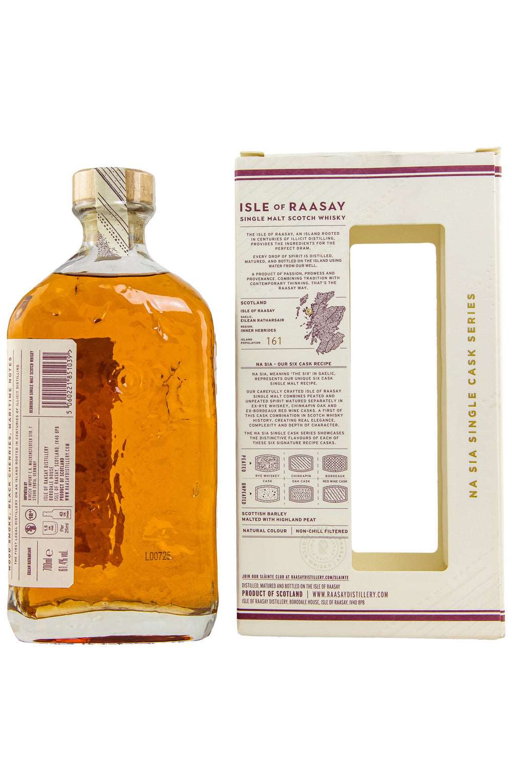 Isle of Raasay #18/665 Peated First Fill Bordeaux Cask Na Sia Single Cask Series 61,4% 700ml - Maltimore