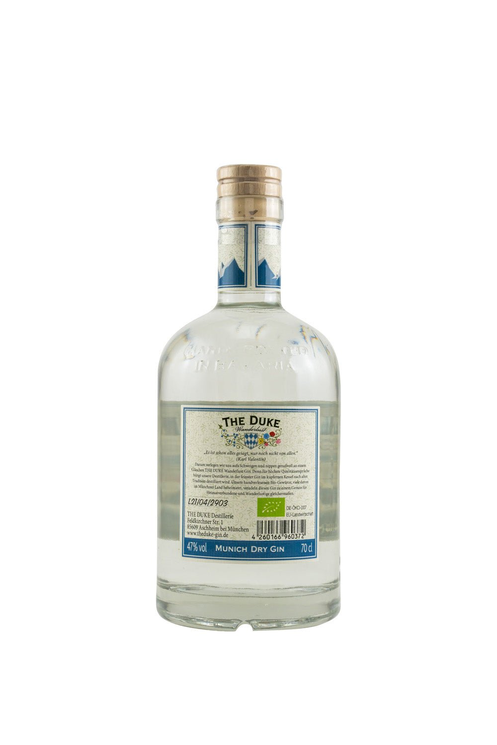 The Duke Wanderlust Munich Dry Gin Bio 47% vol. 700ml - Maltimore